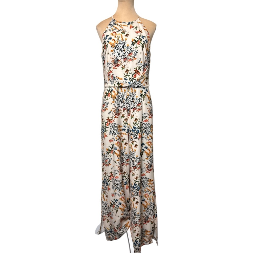 Antonio Melani Multicolor Floral Halter Neck Jumpsuit Sz 8 EUC Women’s Wide Leg